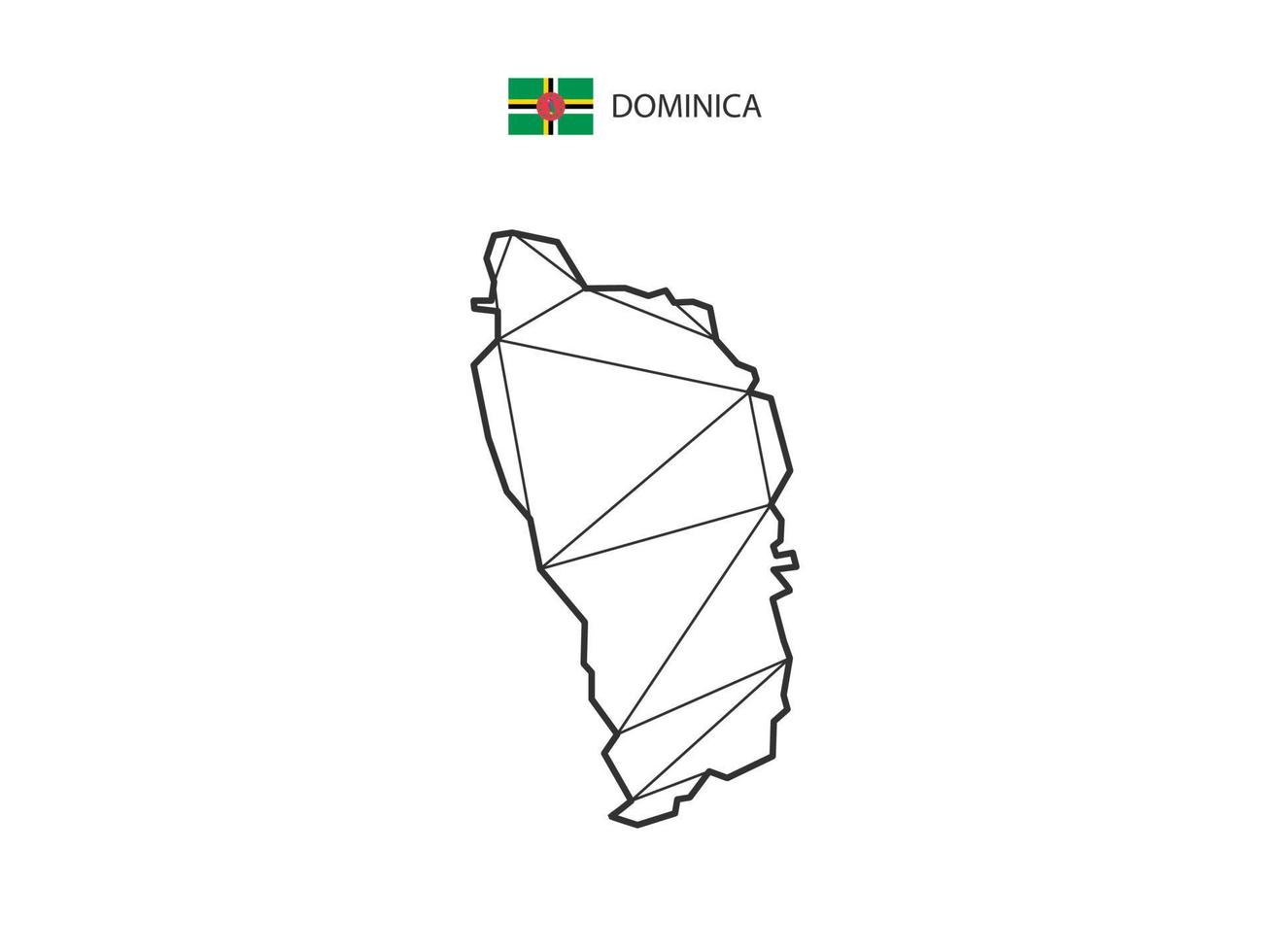 estilo de mapa de triángulos de mosaico de dominica aislado en un fondo blanco. diseño abstracto para vectores. vector