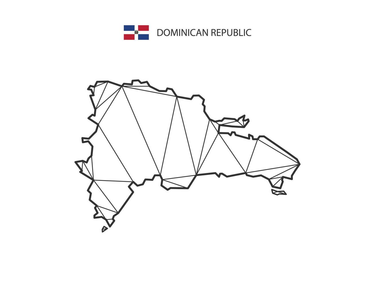 Mosaic triangles map style of Dominican Republic isolated on a white background. Abstract design for vector. vector