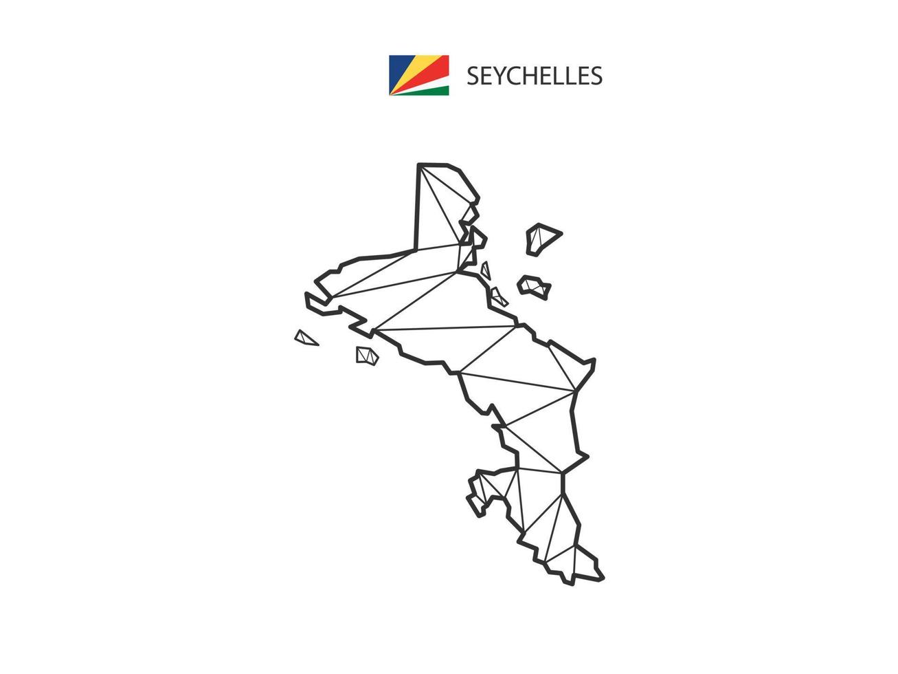 Mosaic triangles map style of Seychelles isolated on a white background. Abstract design for vector. vector