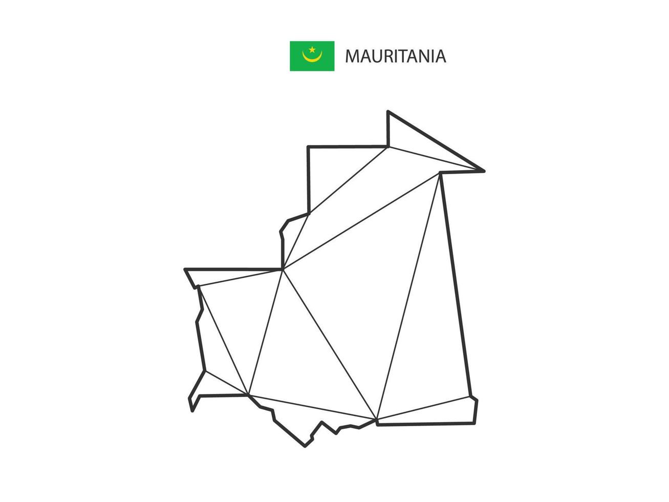 Mosaic triangles map style of Mauritania isolated on a white background. Abstract design for vector. vector