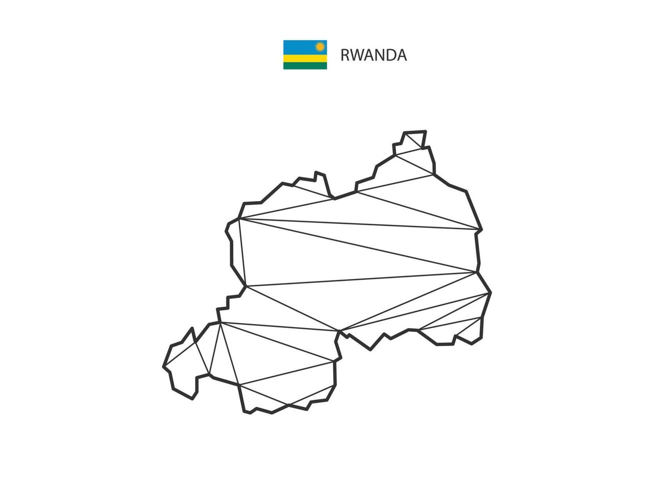 estilo de mapa de triángulos de mosaico de ruanda aislado en un fondo blanco. diseño abstracto para vectores. vector