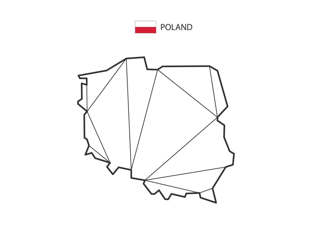 Mosaic triangles map style of Poland isolated on a white background. Abstract design for vector. vector
