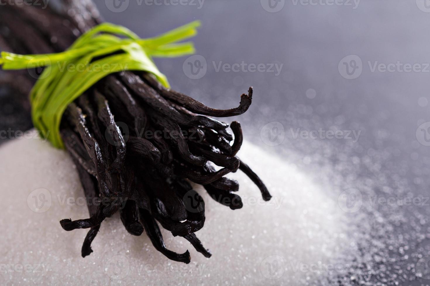 Sugar and vanilla beans photo