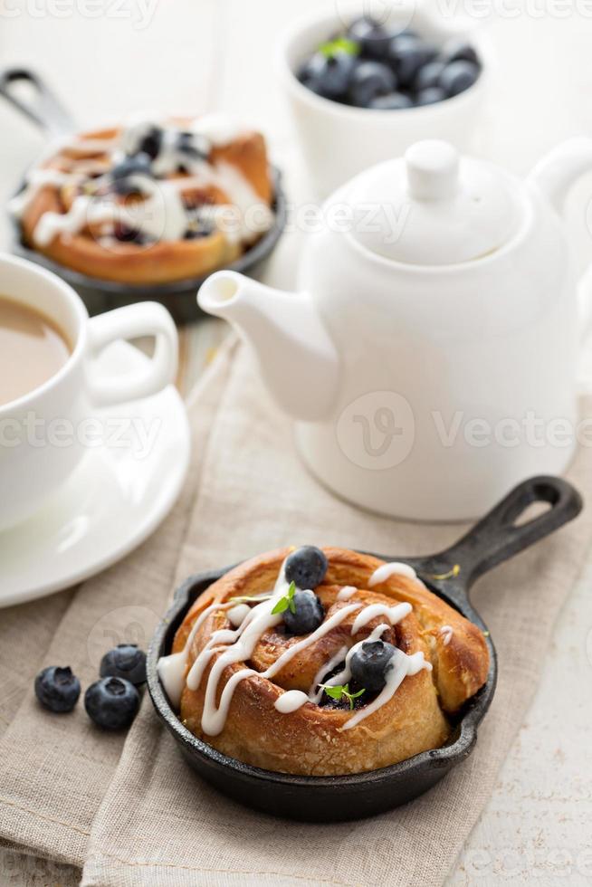 Cinnamon bun for one in a tiny skillet photo