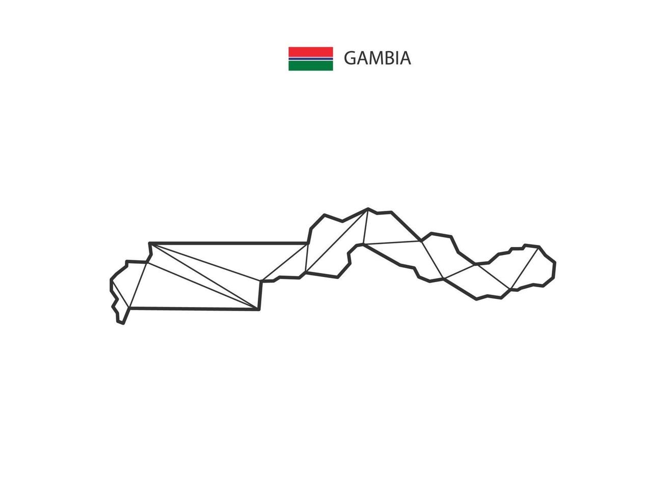 Mosaic triangles map style of Gambia isolated on a white background. Abstract design for vector. vector