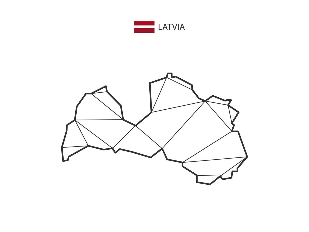 Mosaic triangles map style of Latvia isolated on a white background. Abstract design for vector. vector