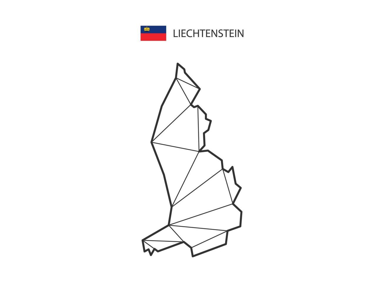 mosaico triángulos mapa estilo de liechtenstein aislado sobre un fondo blanco. diseño abstracto para vectores. vector