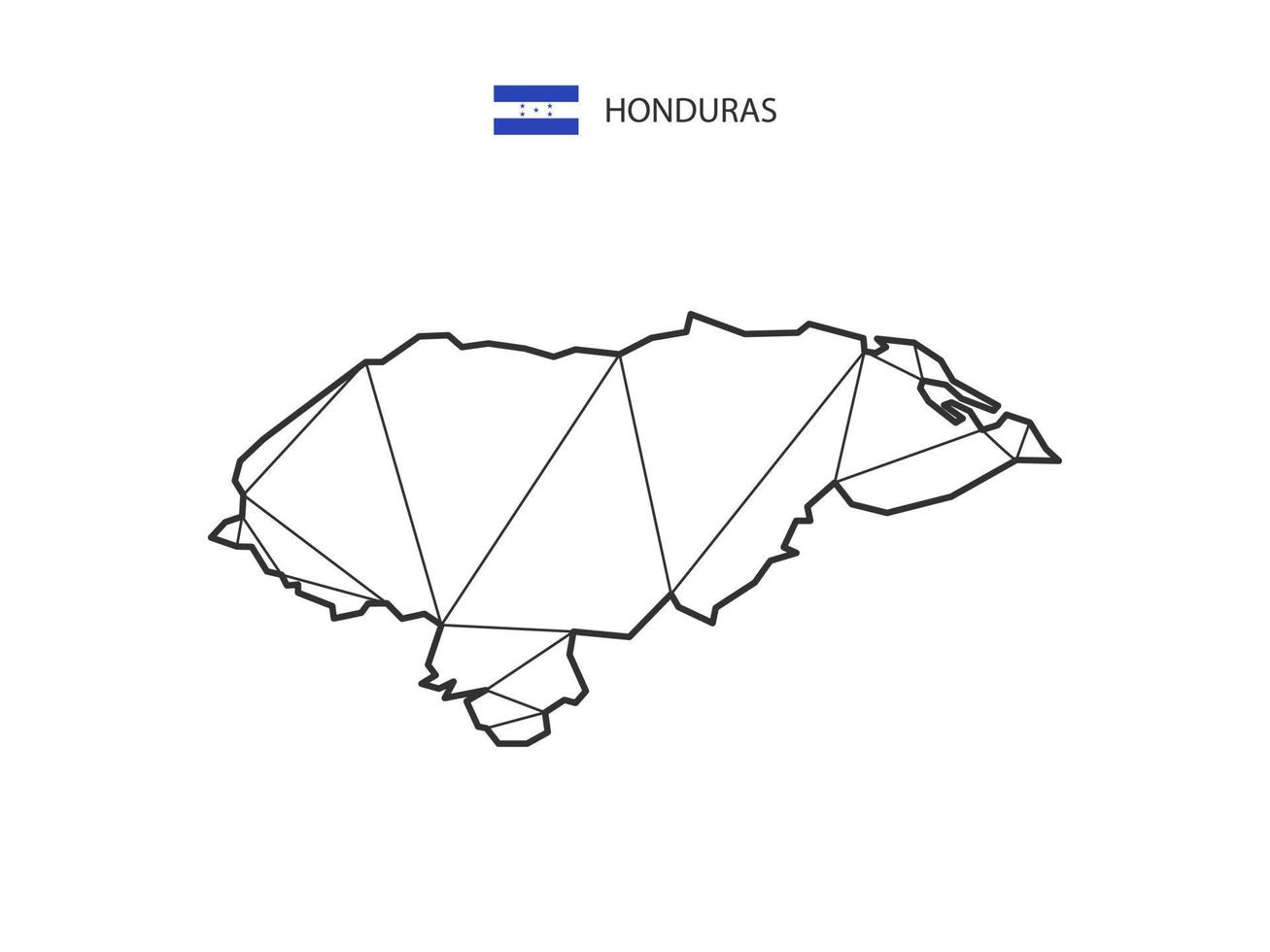 Mosaic triangles map style of Honduras isolated on a white background. Abstract design for vector. vector