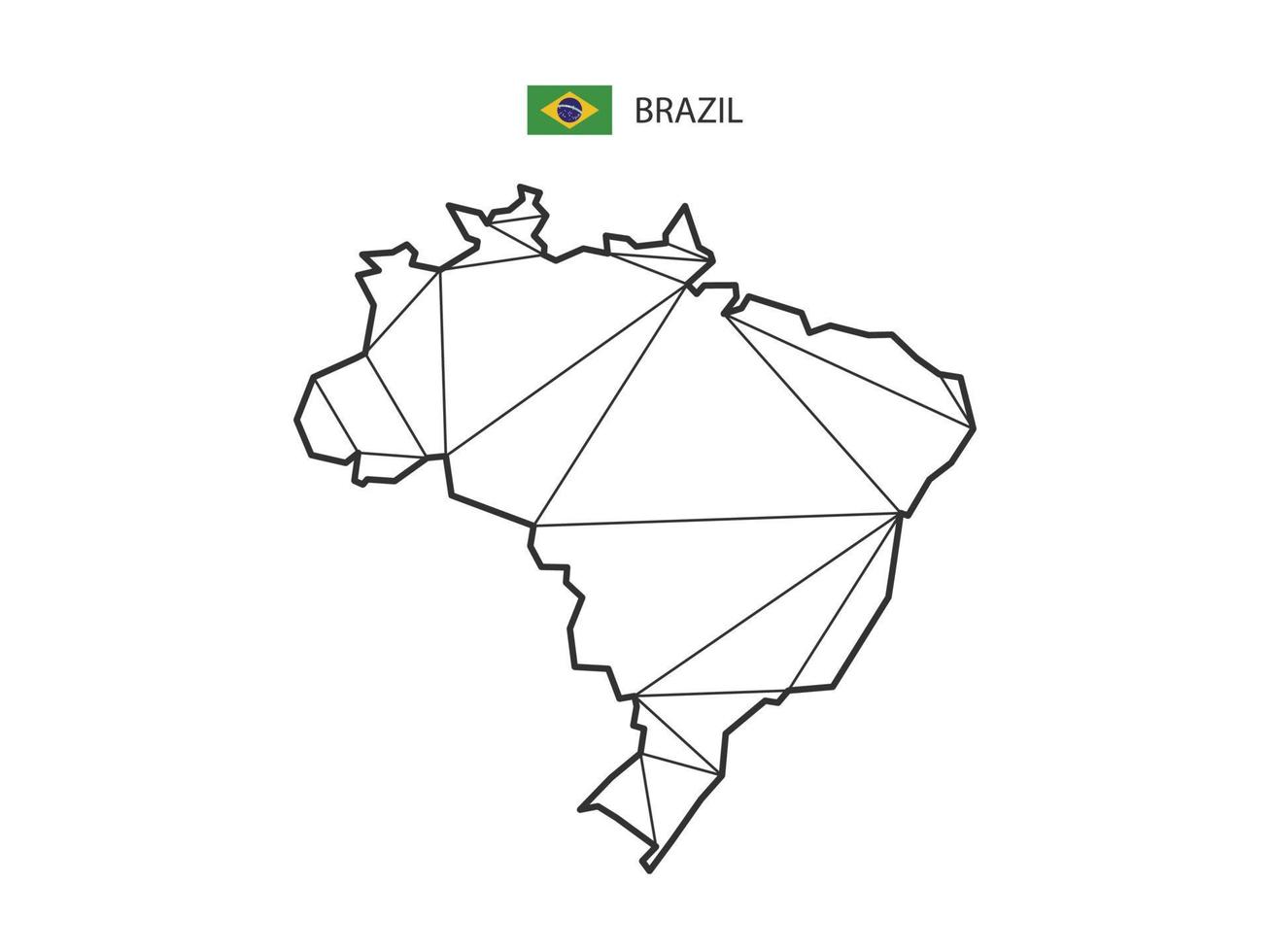 estilo de mapa de triángulos de mosaico de brasil aislado sobre un fondo blanco. diseño abstracto para vectores. vector