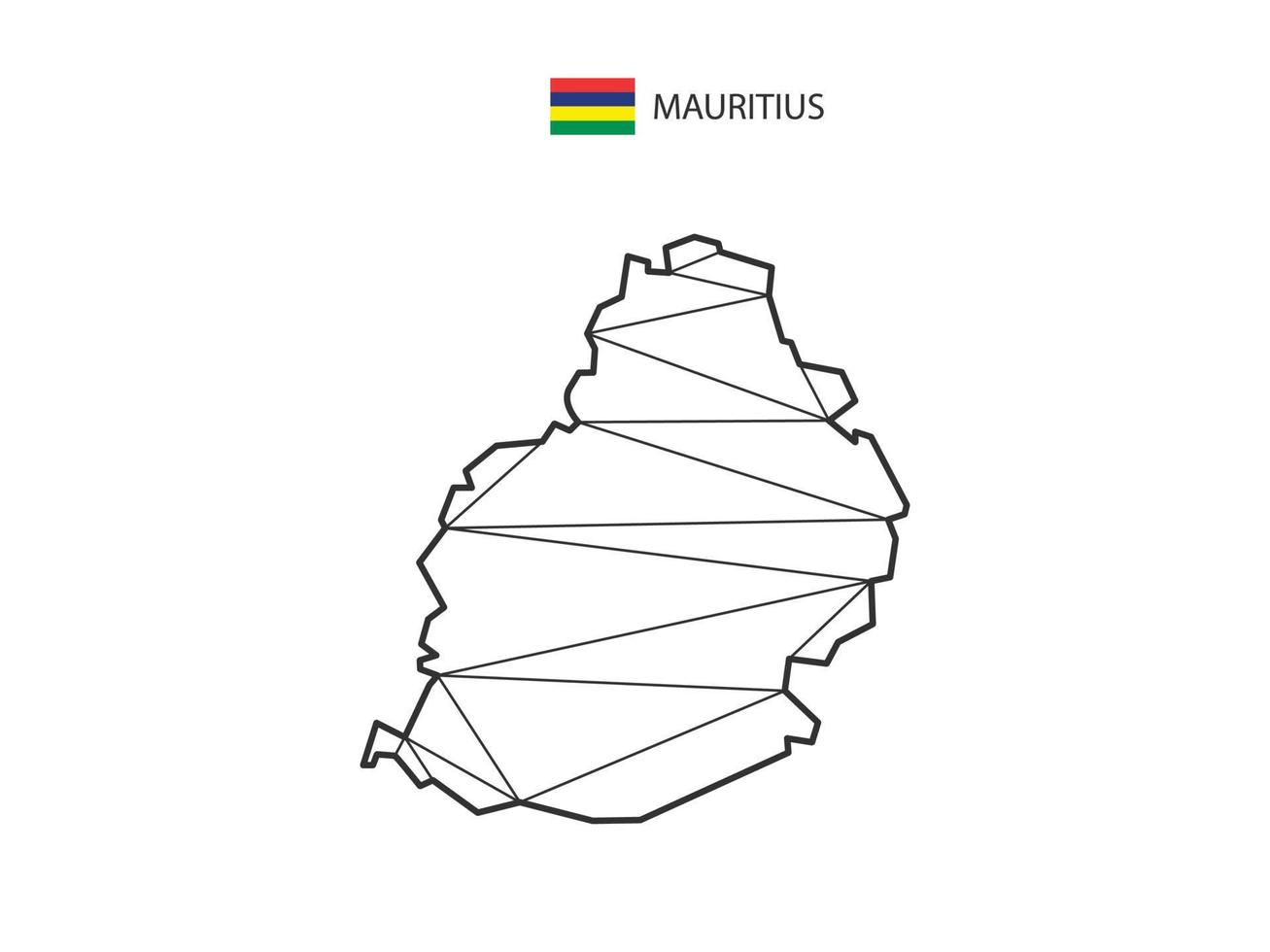 Mosaic triangles map style of Mauritius isolated on a white background. Abstract design for vector. vector