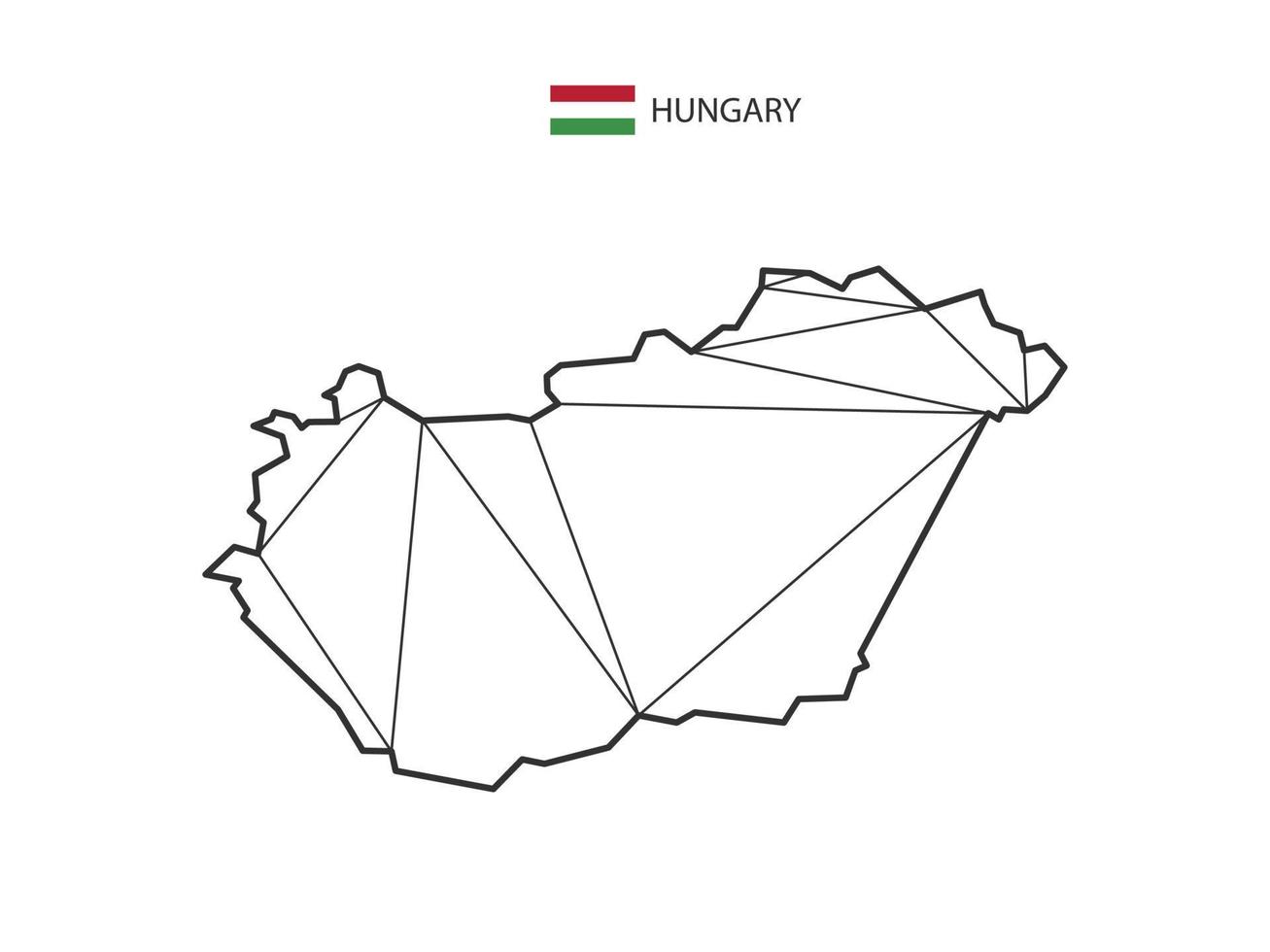 mosaico triángulos mapa estilo de hungría aislado sobre un fondo blanco. diseño abstracto para vectores. vector