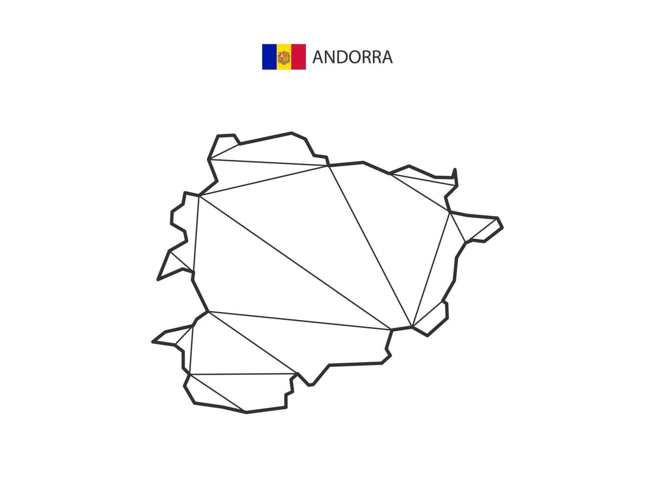 Mosaic triangles map style of Andorra isolated on a white background. Abstract design for vector. vector