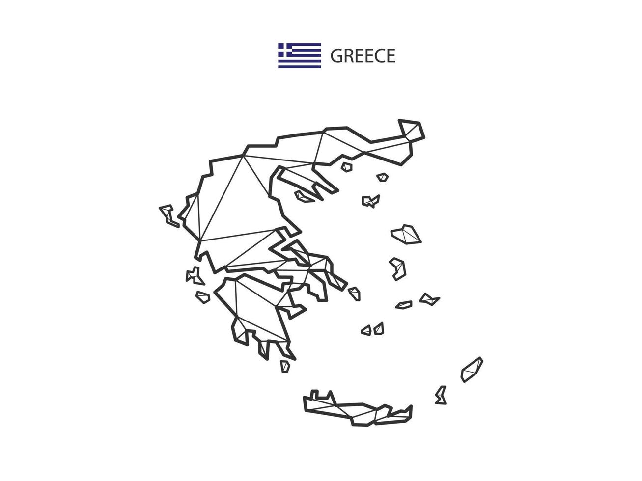 mosaico triángulos mapa estilo de grecia aislado sobre un fondo blanco. diseño abstracto para vectores. vector