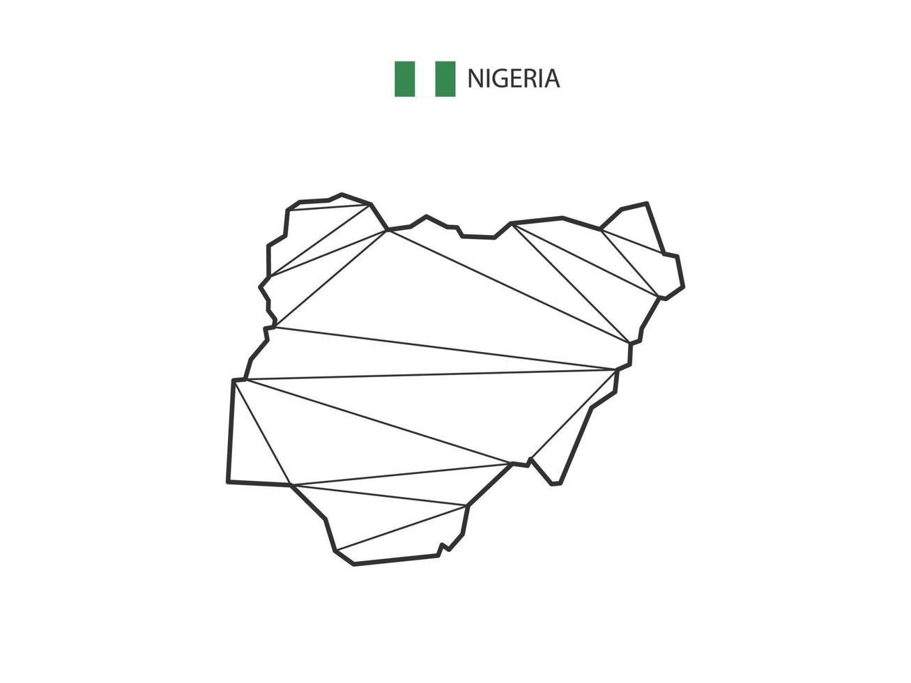 mosaico triángulos mapa estilo de nigeria aislado sobre un fondo blanco. diseño abstracto para vectores. vector