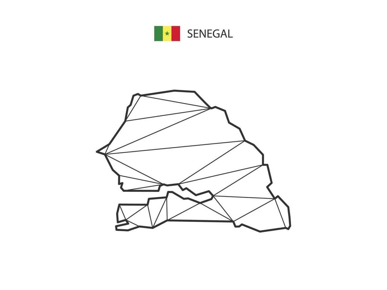 mosaico triángulos mapa estilo de senegal aislado sobre un fondo blanco. diseño abstracto para vectores. vector