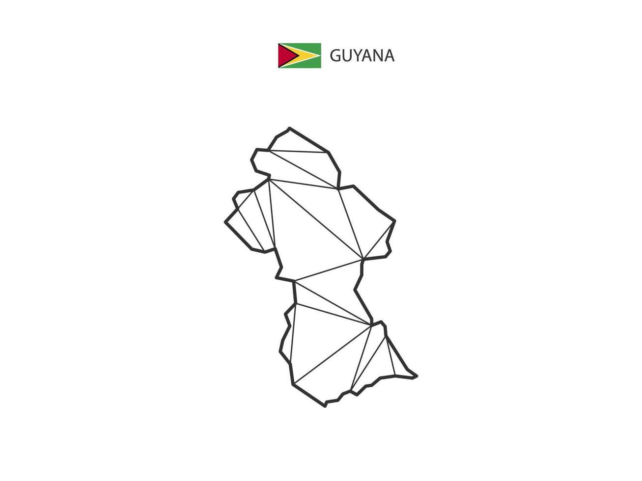 Mosaic triangles map style of Guyana isolated on a white background. Abstract design for vector. vector