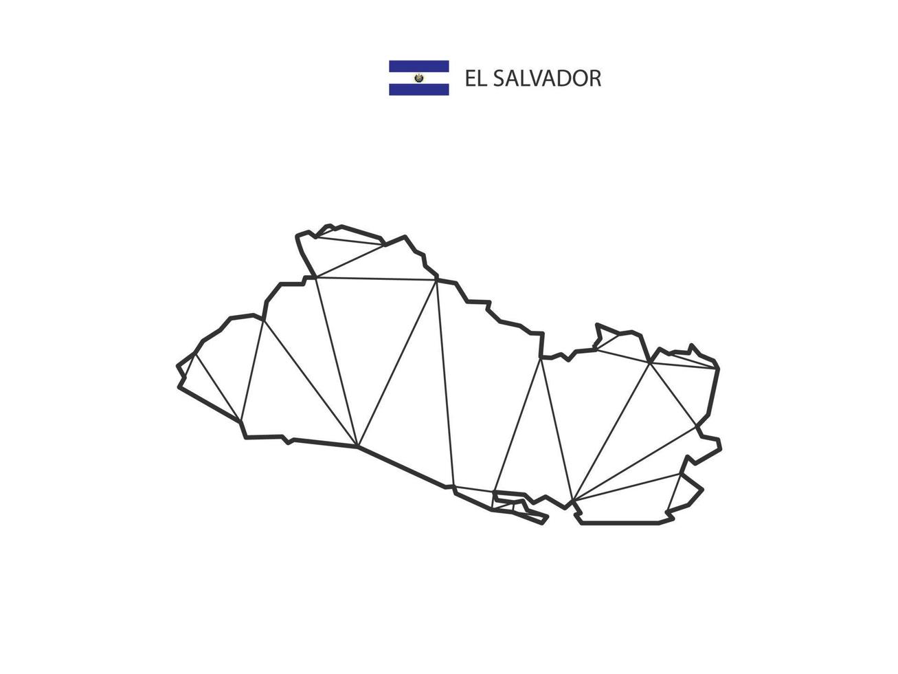 estilo de mapa de triángulos de mosaico de el salvador aislado en un fondo blanco. diseño abstracto para vectores. vector