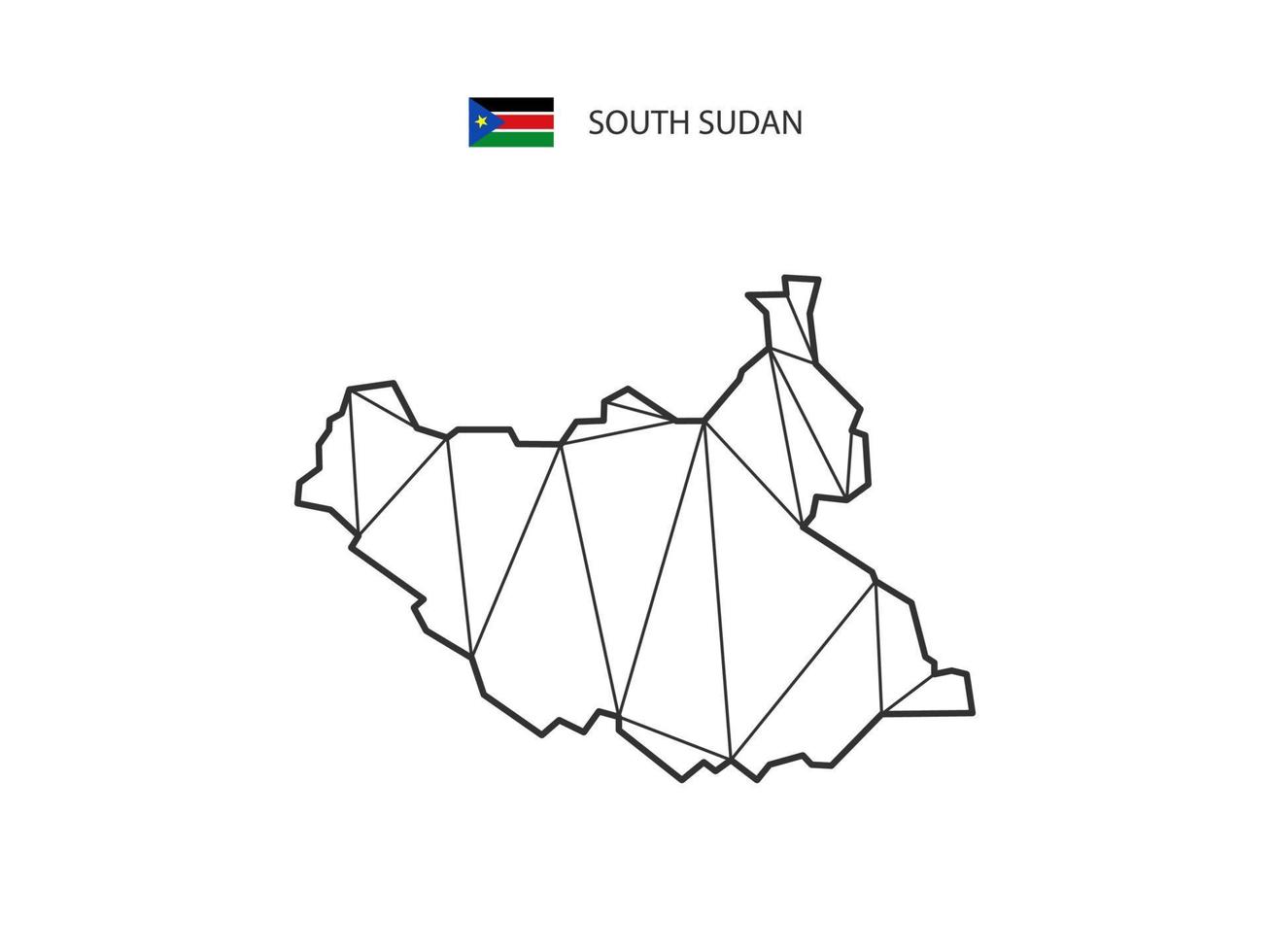 Mosaic triangles map style of South Sudan isolated on a white background. Abstract design for vector. vector