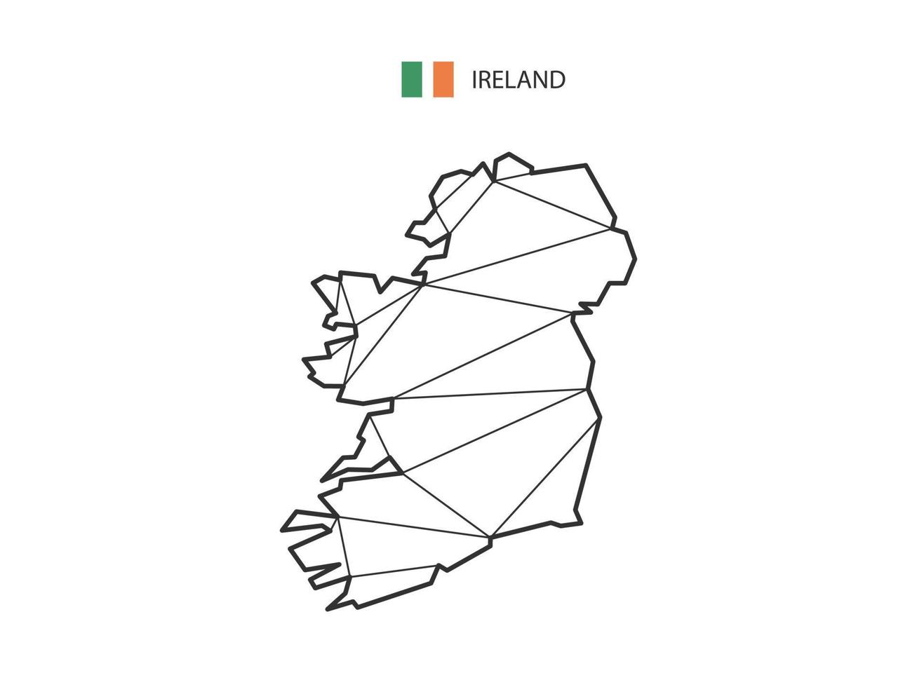 Mosaic triangles map style of Ireland isolated on a white background. Abstract design for vector. vector