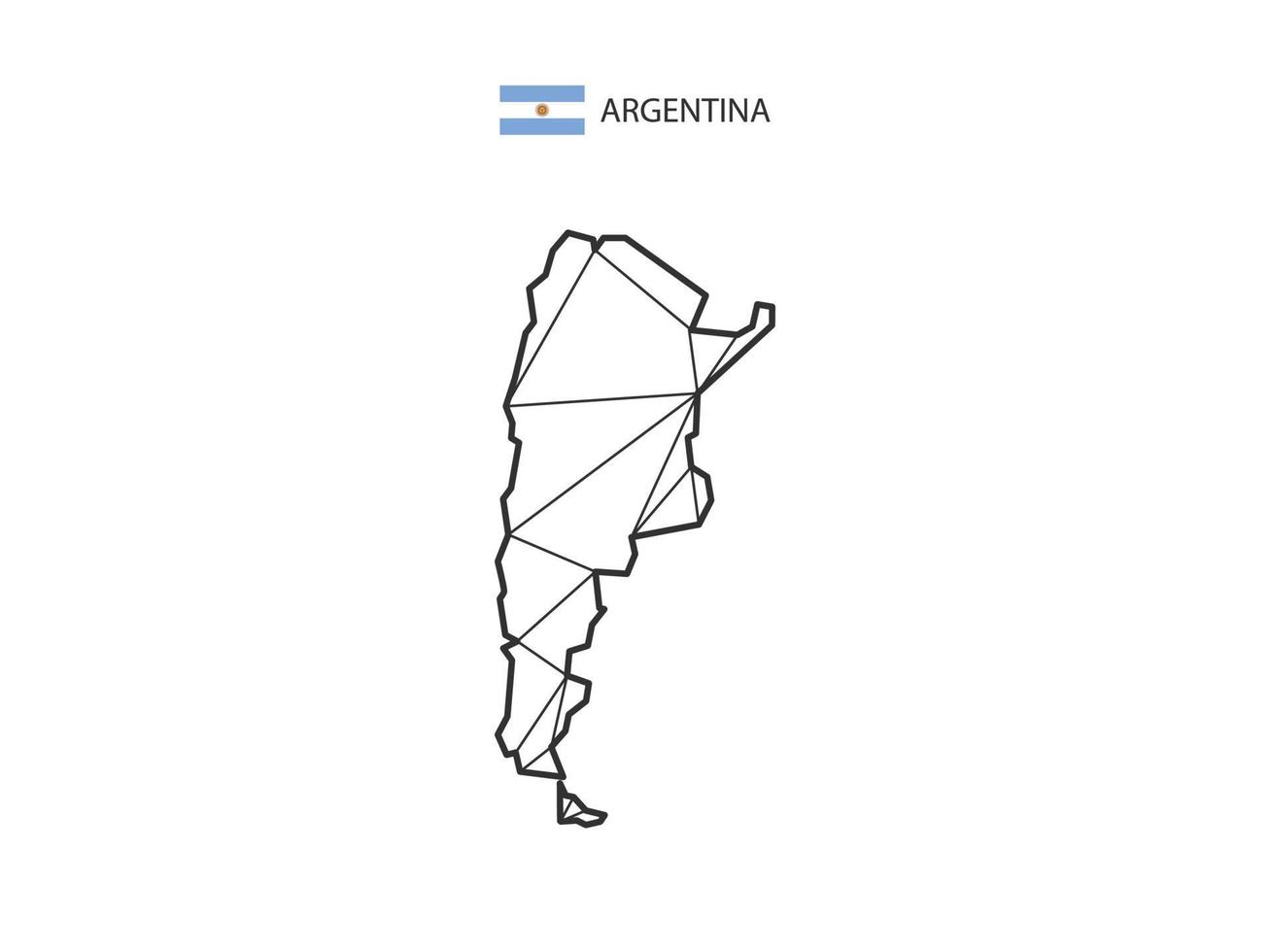 estilo de mapa de triángulos de mosaico de argentina aislado en un fondo blanco. diseño abstracto para vectores. vector