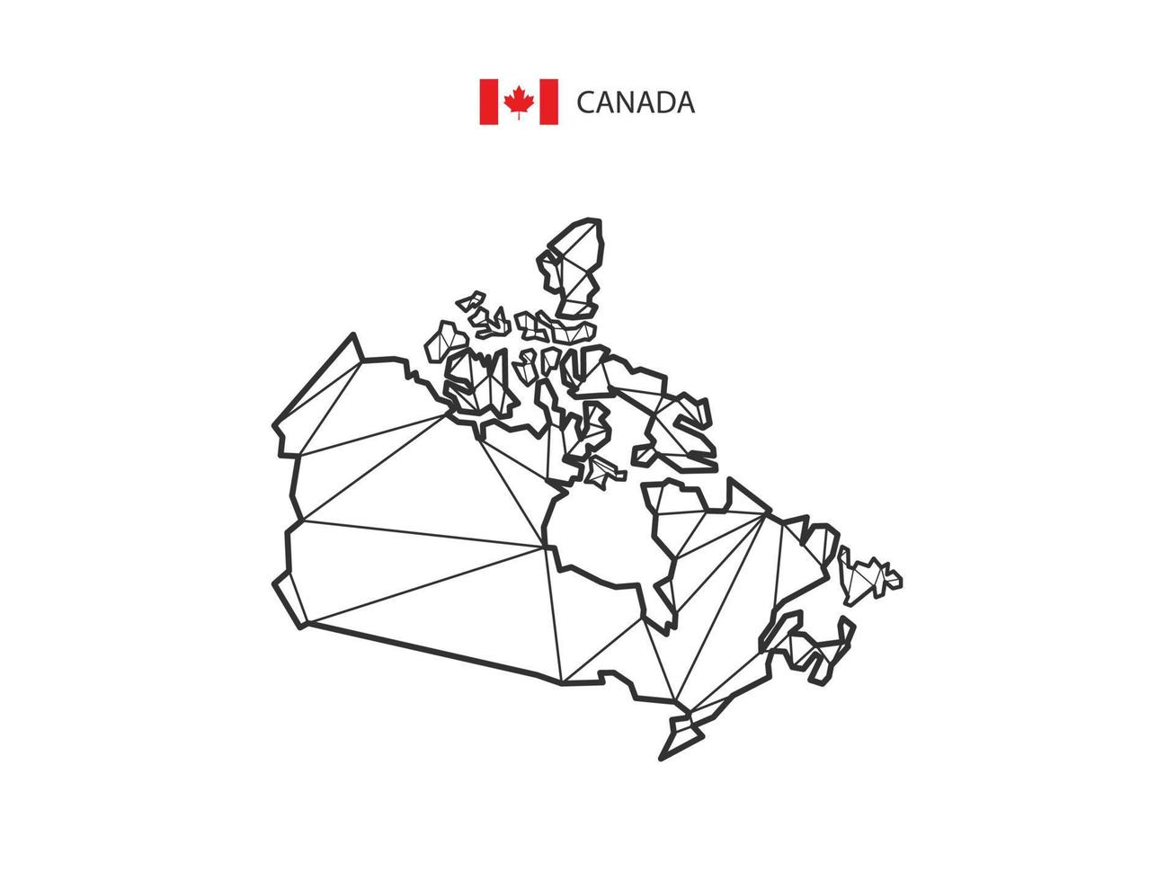 mosaico triángulos mapa estilo de canadá aislado sobre un fondo blanco. diseño abstracto para vectores. vector