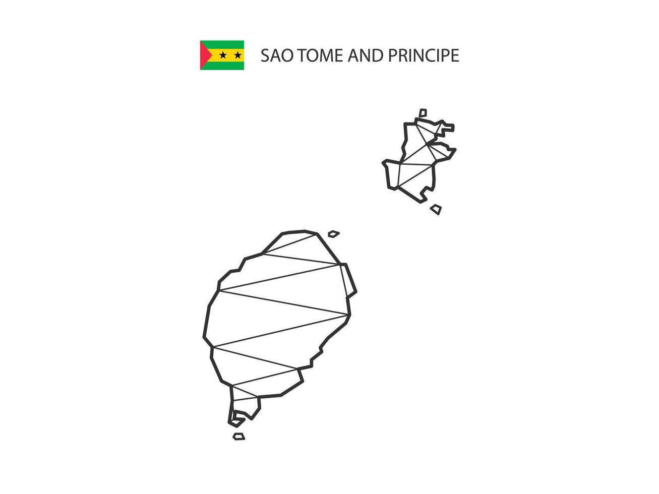 estilo de mapa de triángulos de mosaico de santo tomé y príncipe aislado en un fondo blanco. diseño abstracto para vectores. vector
