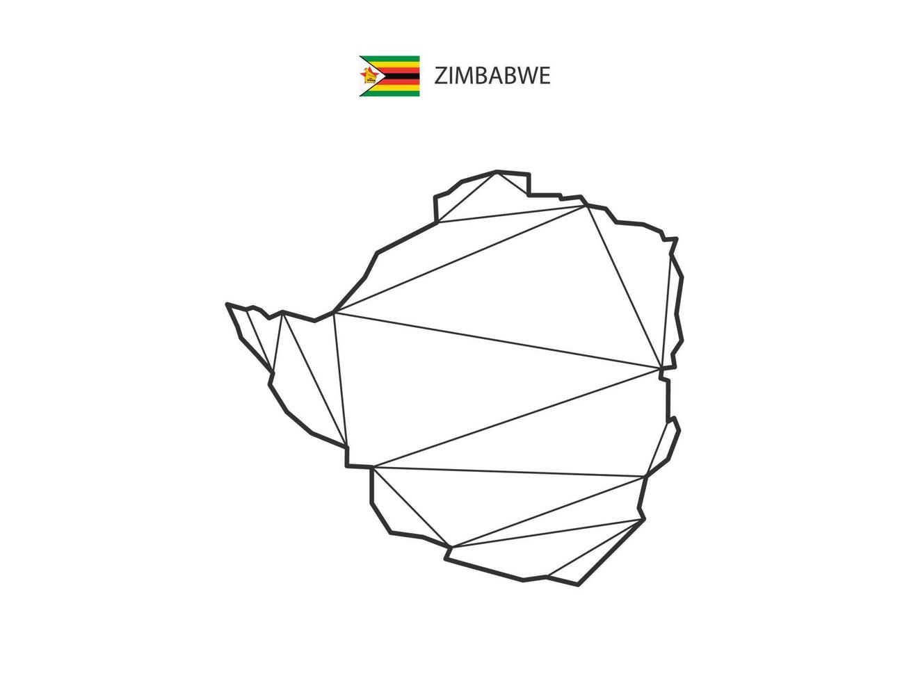 estilo de mapa de triángulos de mosaico de zimbabwe aislado en un fondo blanco. diseño abstracto para vectores. vector