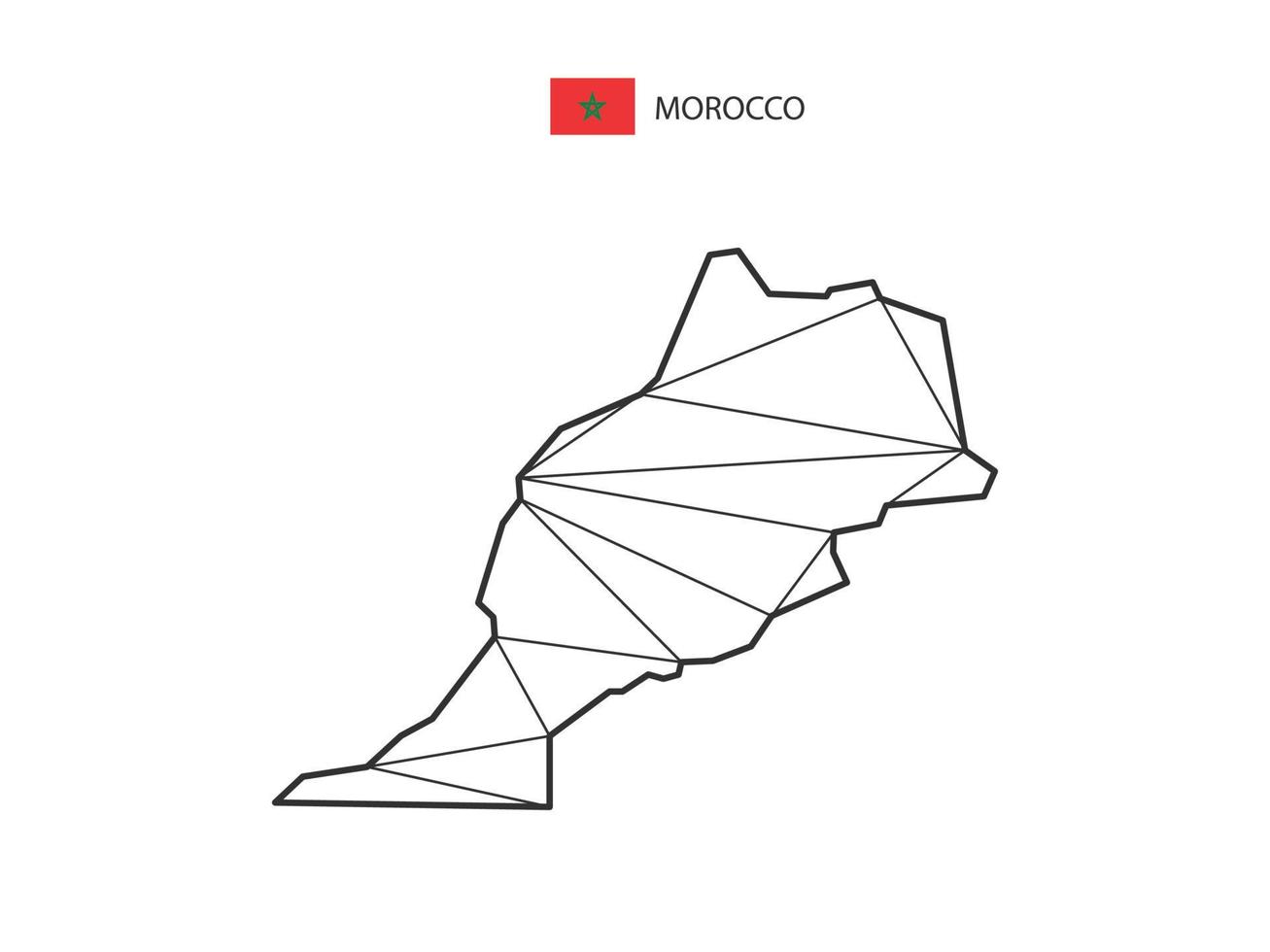 Mosaic triangles map style of Morocco isolated on a white background. Abstract design for vector. vector