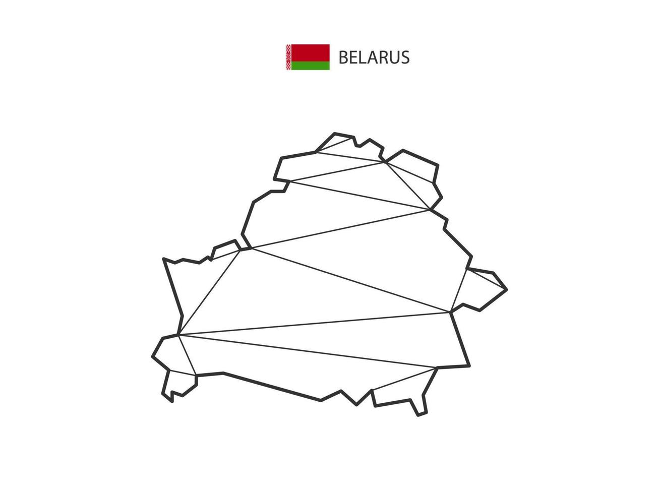 Mosaic triangles map style of Belarus isolated on a white background. Abstract design for vector. vector