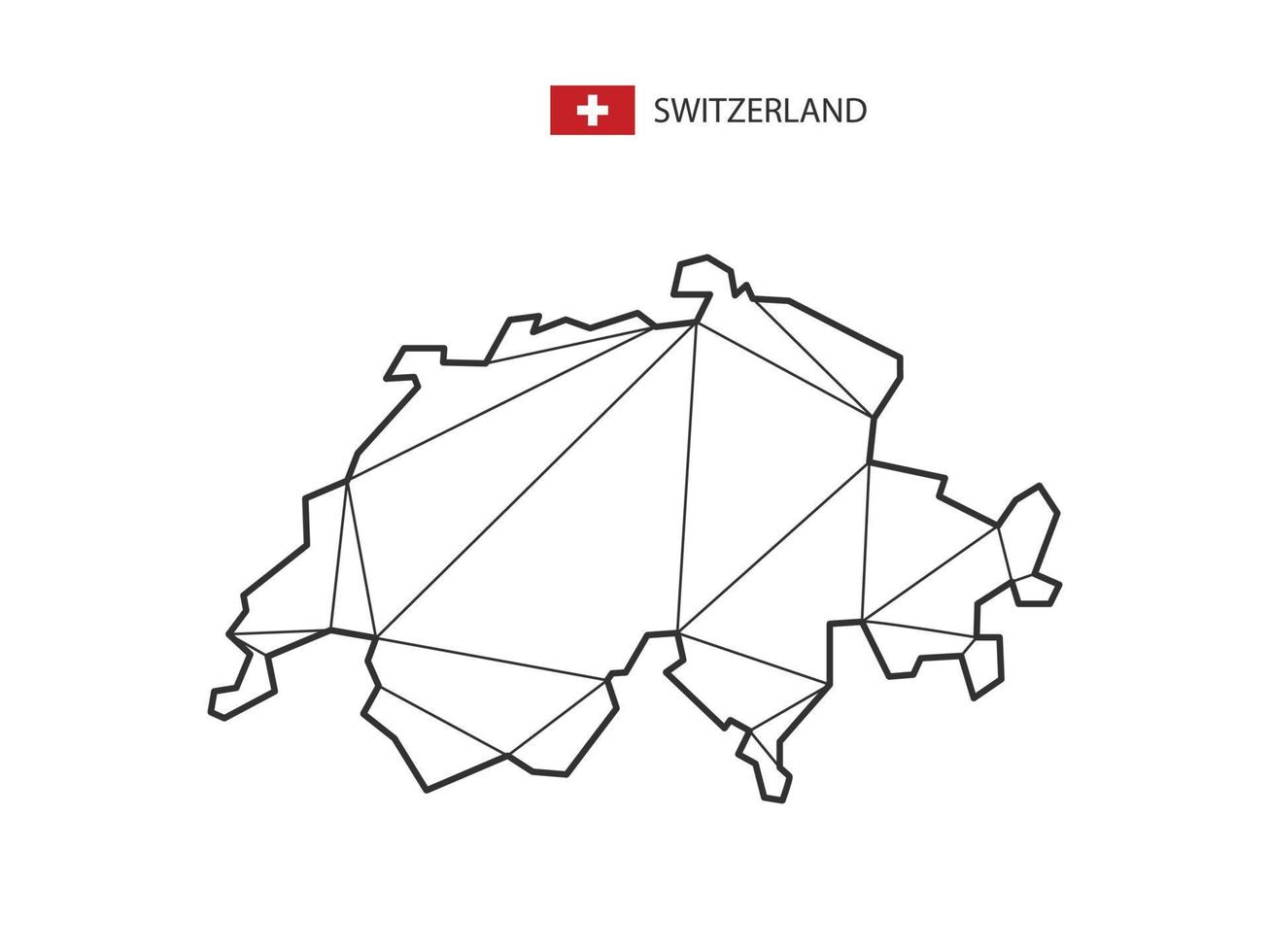 mosaico triángulos mapa estilo de suiza aislado sobre un fondo blanco. diseño abstracto para vectores. vector