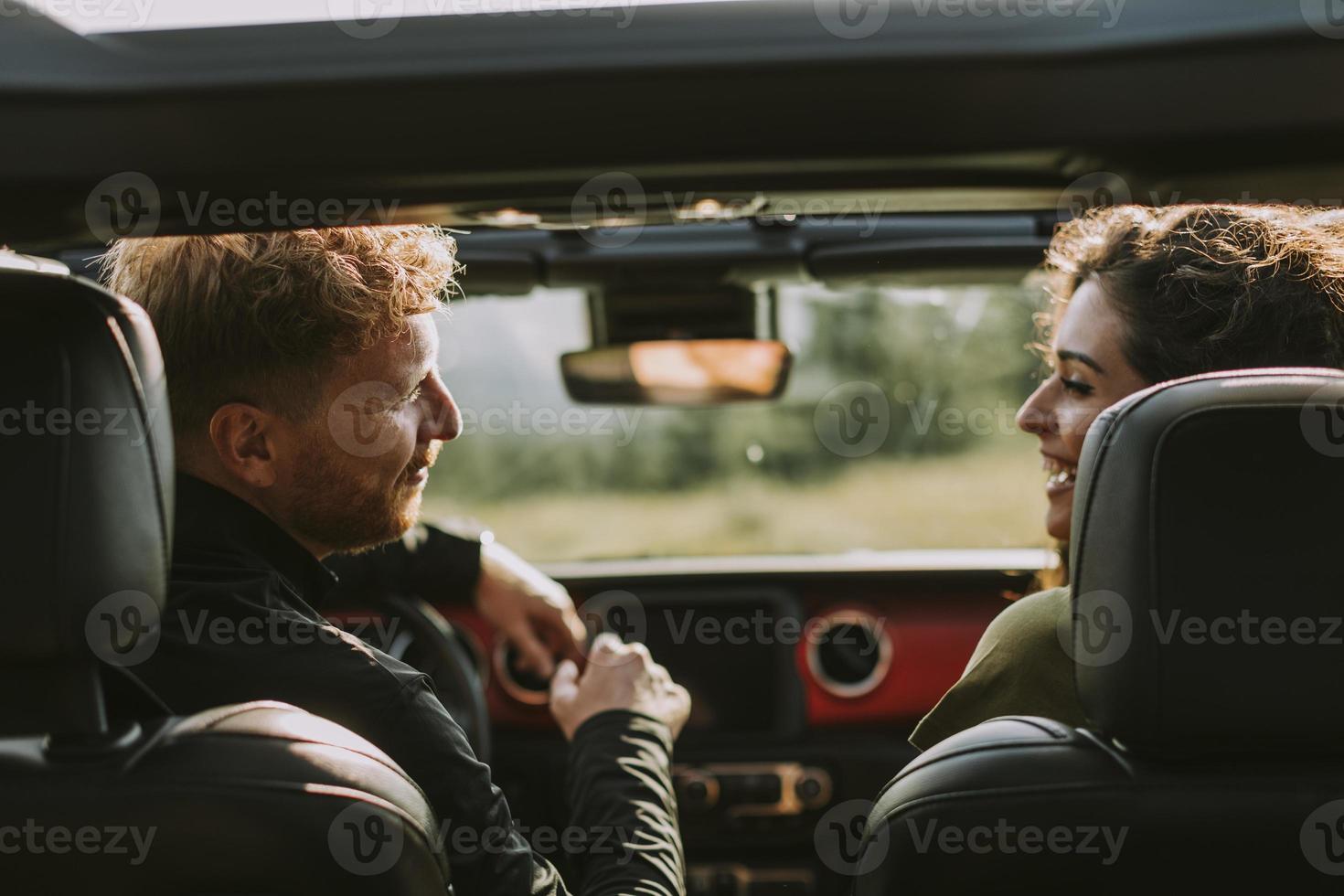 Couple having fun on roadtrip photo