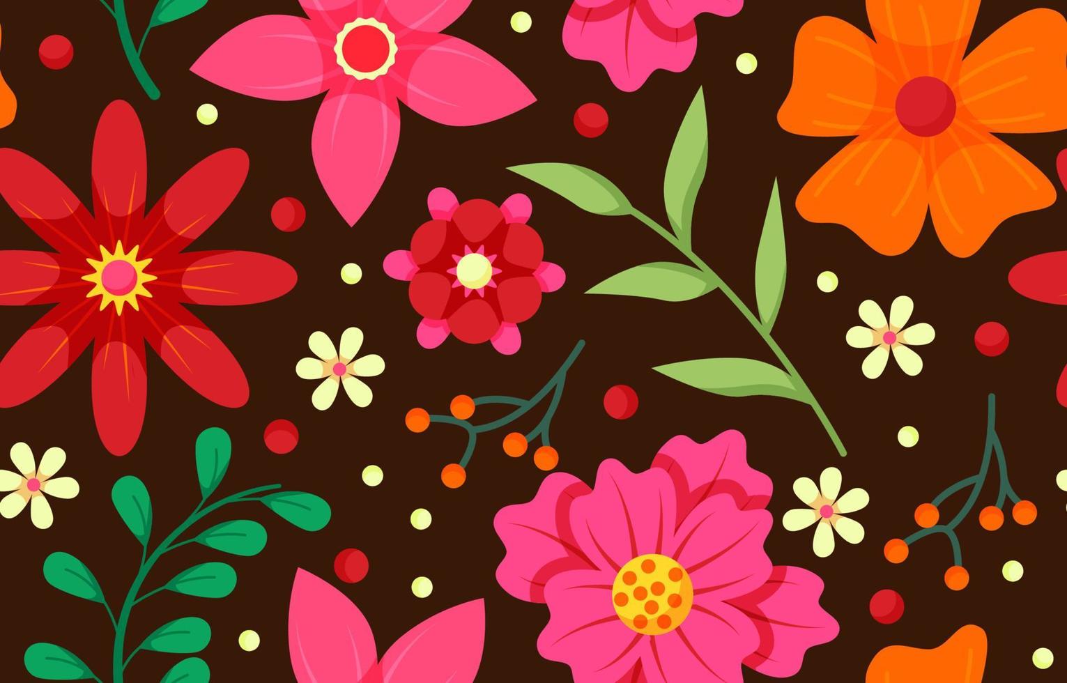 Flat Floral Seamless Pattern vector