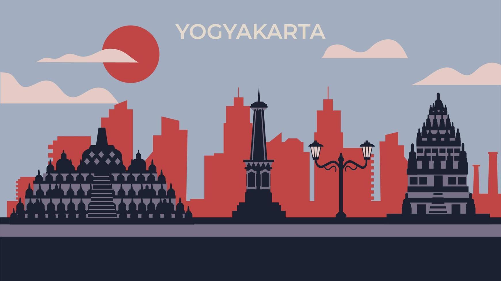 yogyakarta y templo java vector