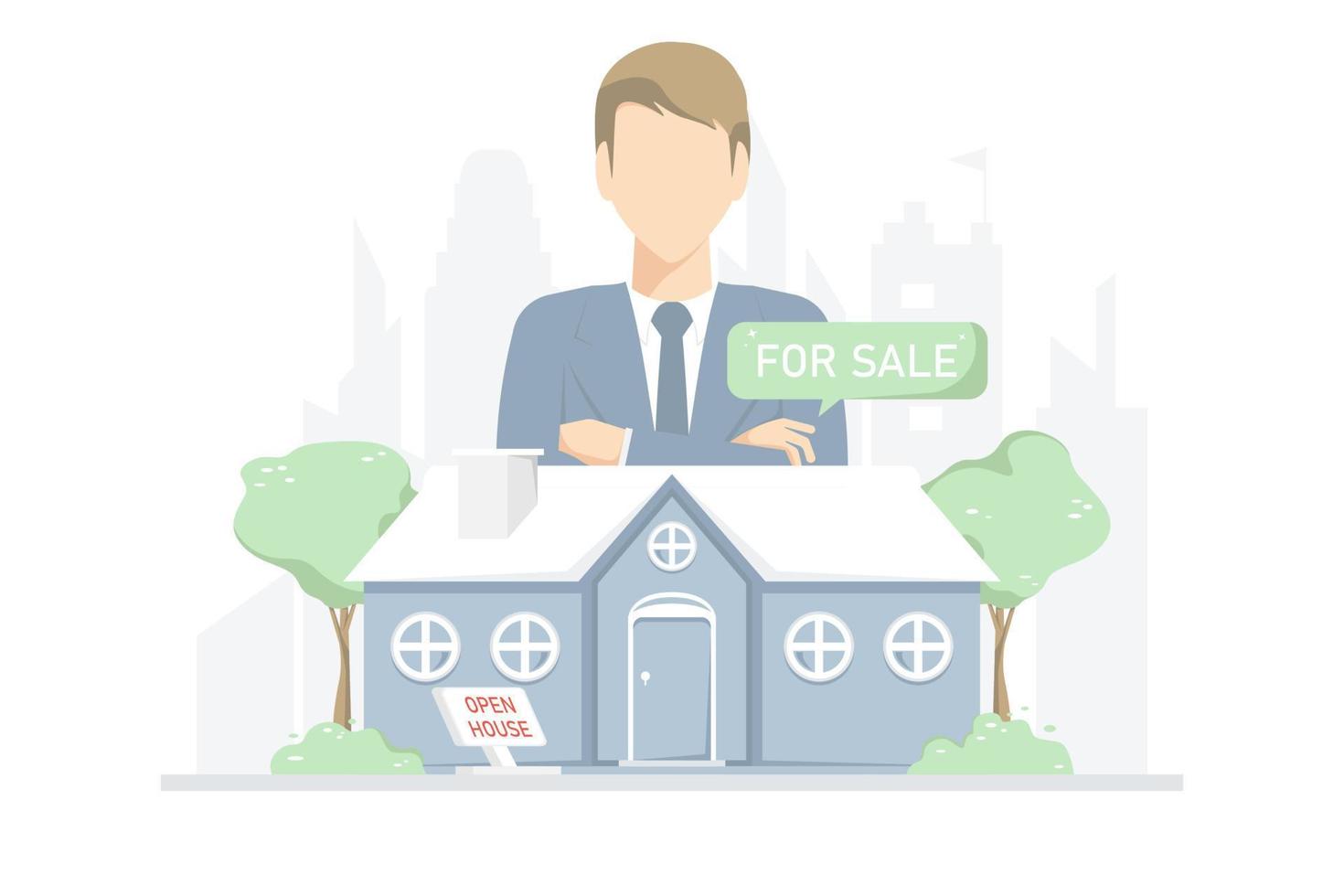 Businessman design, Housing sales broker for personal residence, Digital marketing illustration. vector