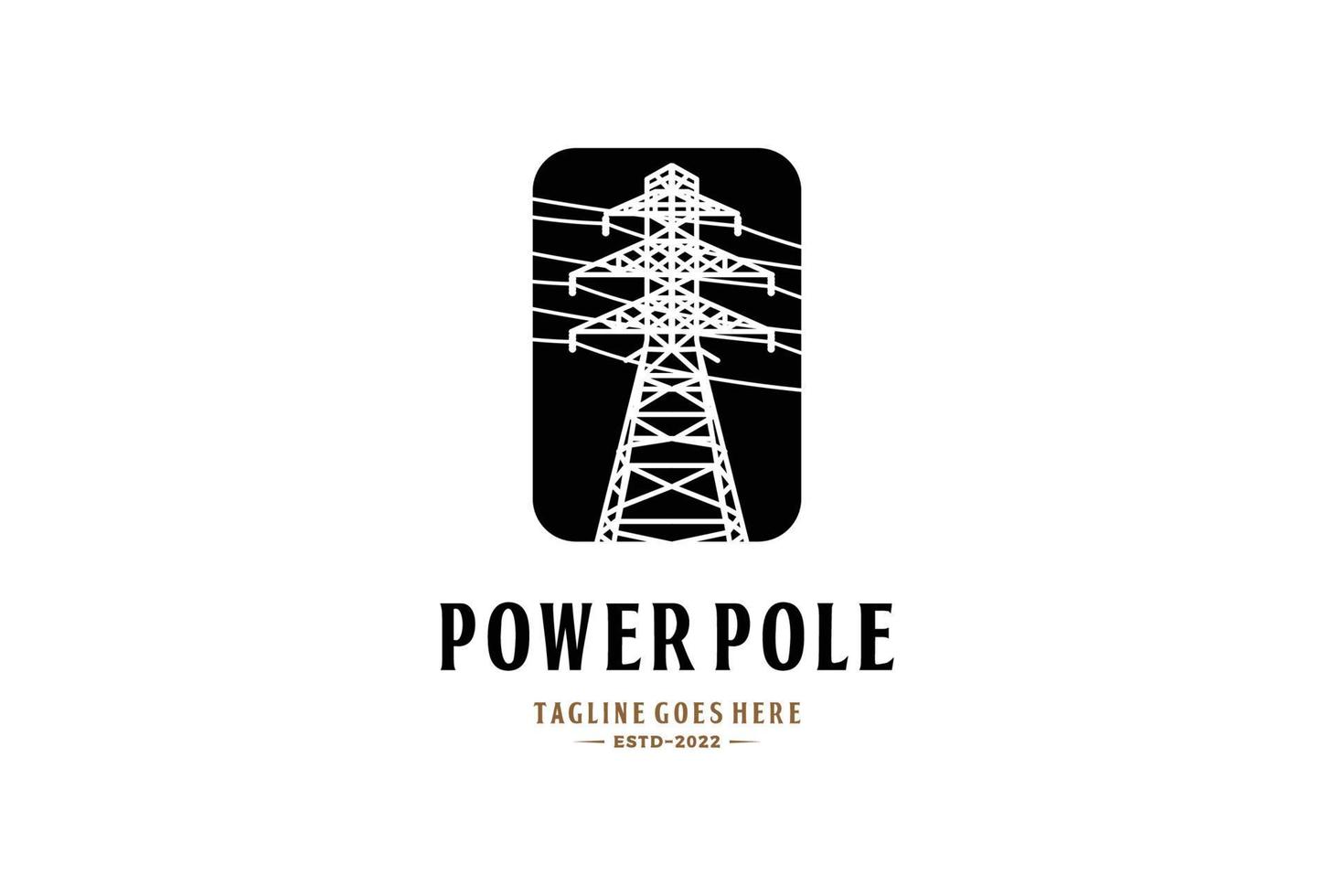 Vintage Retro Electricity Power Pole Logo Design vector