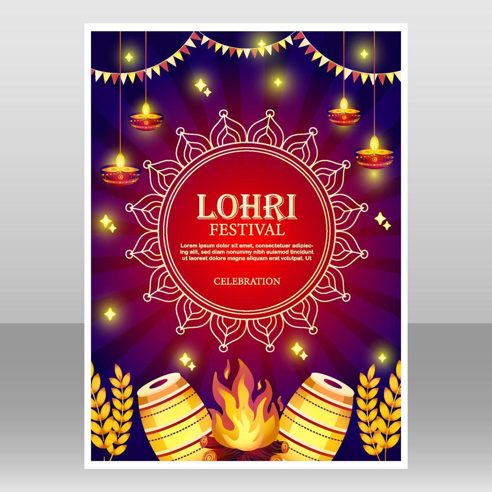 plantilla de póster del festival lohri vector