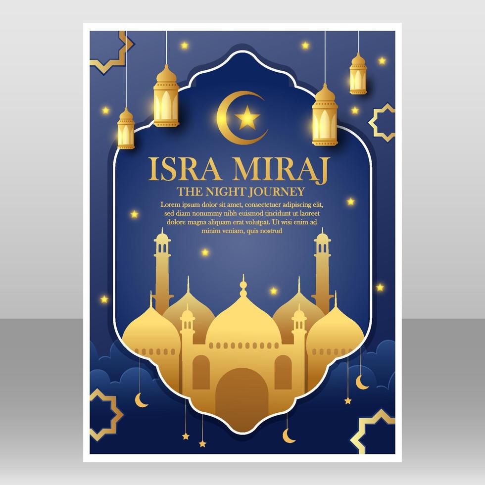 plantilla de póster de isra miraj vector