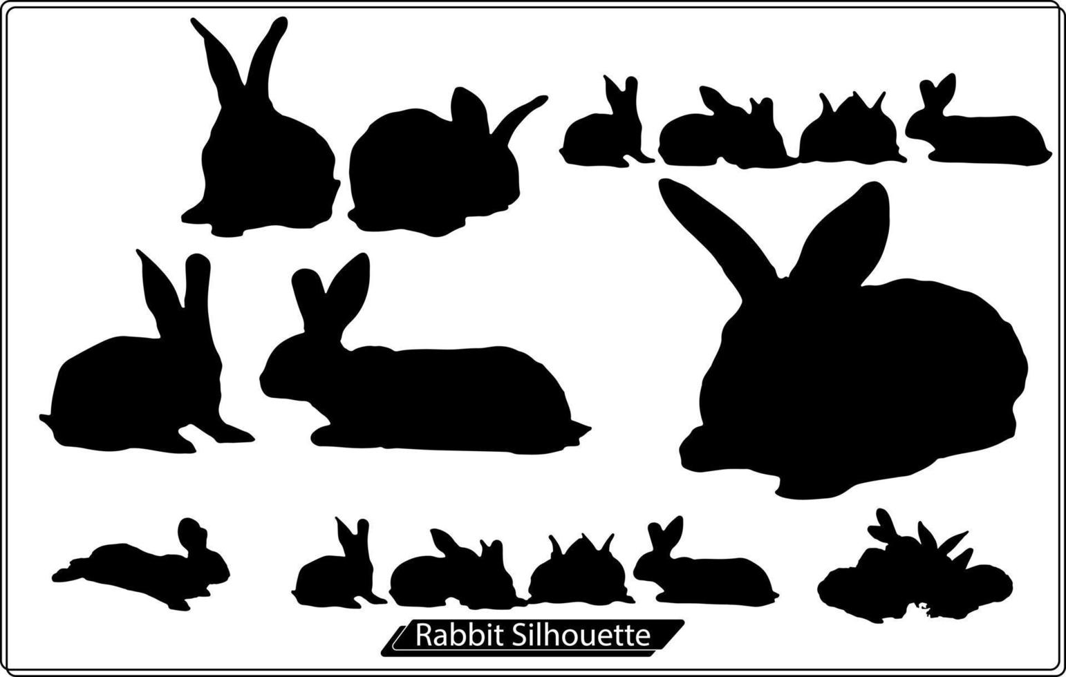 Rabbit Silhouettes of easter bunnies isolated on a white background. vector
