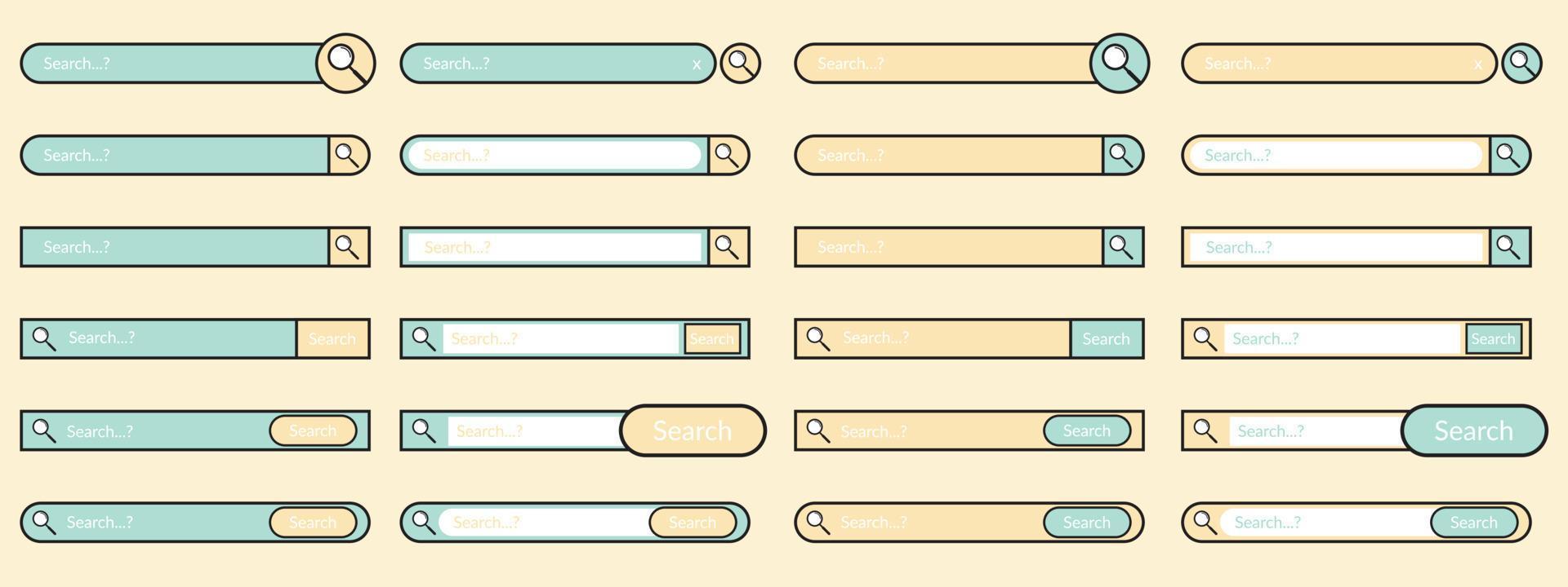 conjunto de cuadro de búsqueda para la colección de vectores planos de diseño web de interfaz de usuario