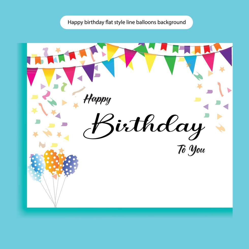 Birthday balloons vector background design. Happy birthday to you text with balloon and confetti decoration element for birth day celebration greeting card design. Vector illustration