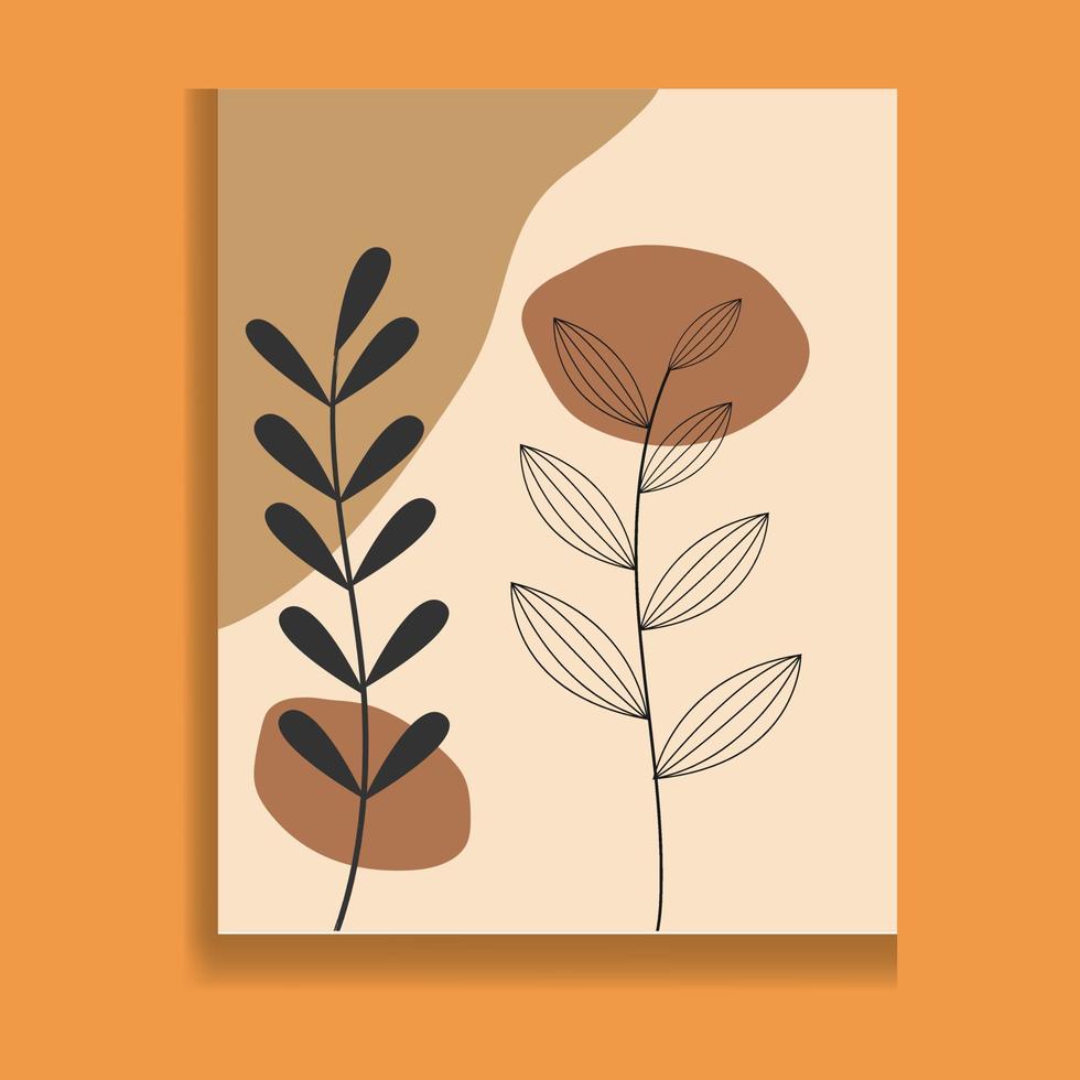 carteles abstractos de follaje botánico. arte floral de la pared, conjunto mínimo de plantas para la cubierta de papel tapiz de impresión de tarjetas, diseño de dibujo a mano, vector