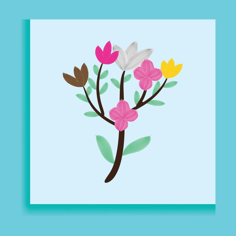 watercolor hand painted with colorful flower vector