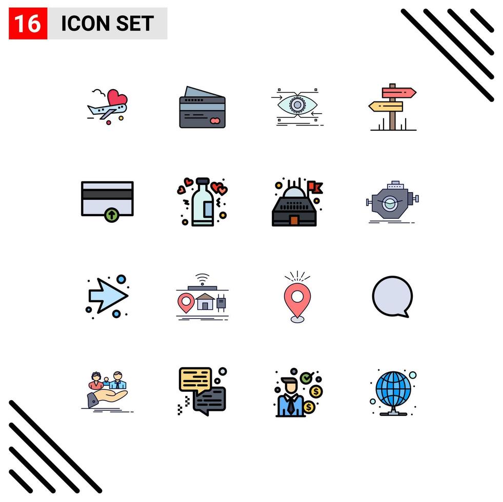 Group of 16 Flat Color Filled Lines Signs and Symbols for finance motel attention hotel vision Editable Creative Vector Design Elements