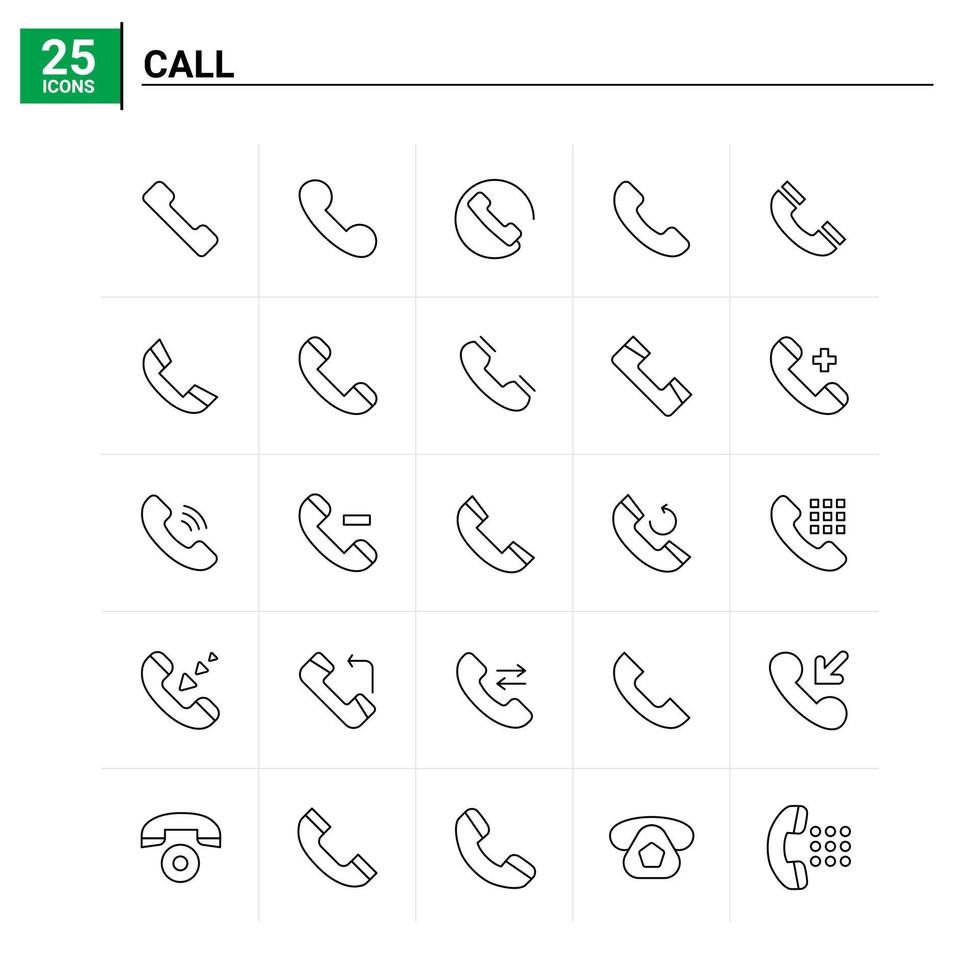 25 Call icon set vector background