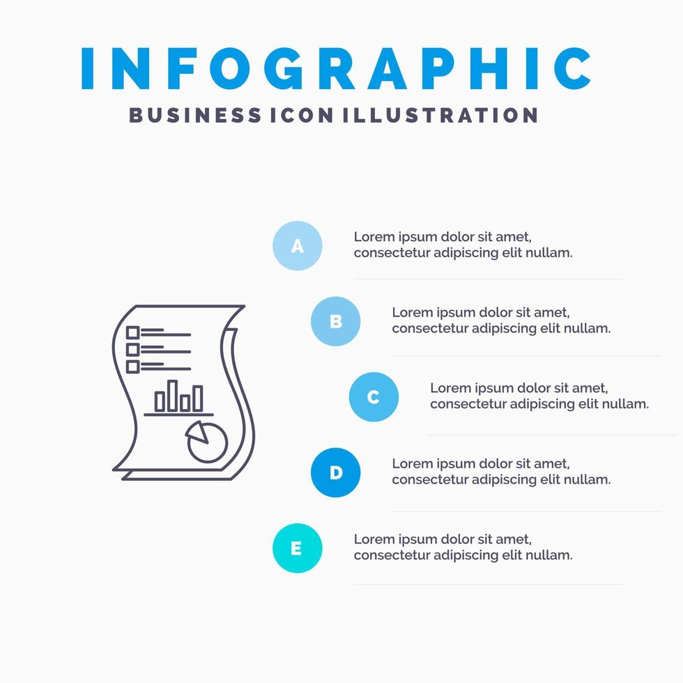 Audit Analytics Business Data Marketing Paper Report Line icon with 5 steps presentation infographics Background vector