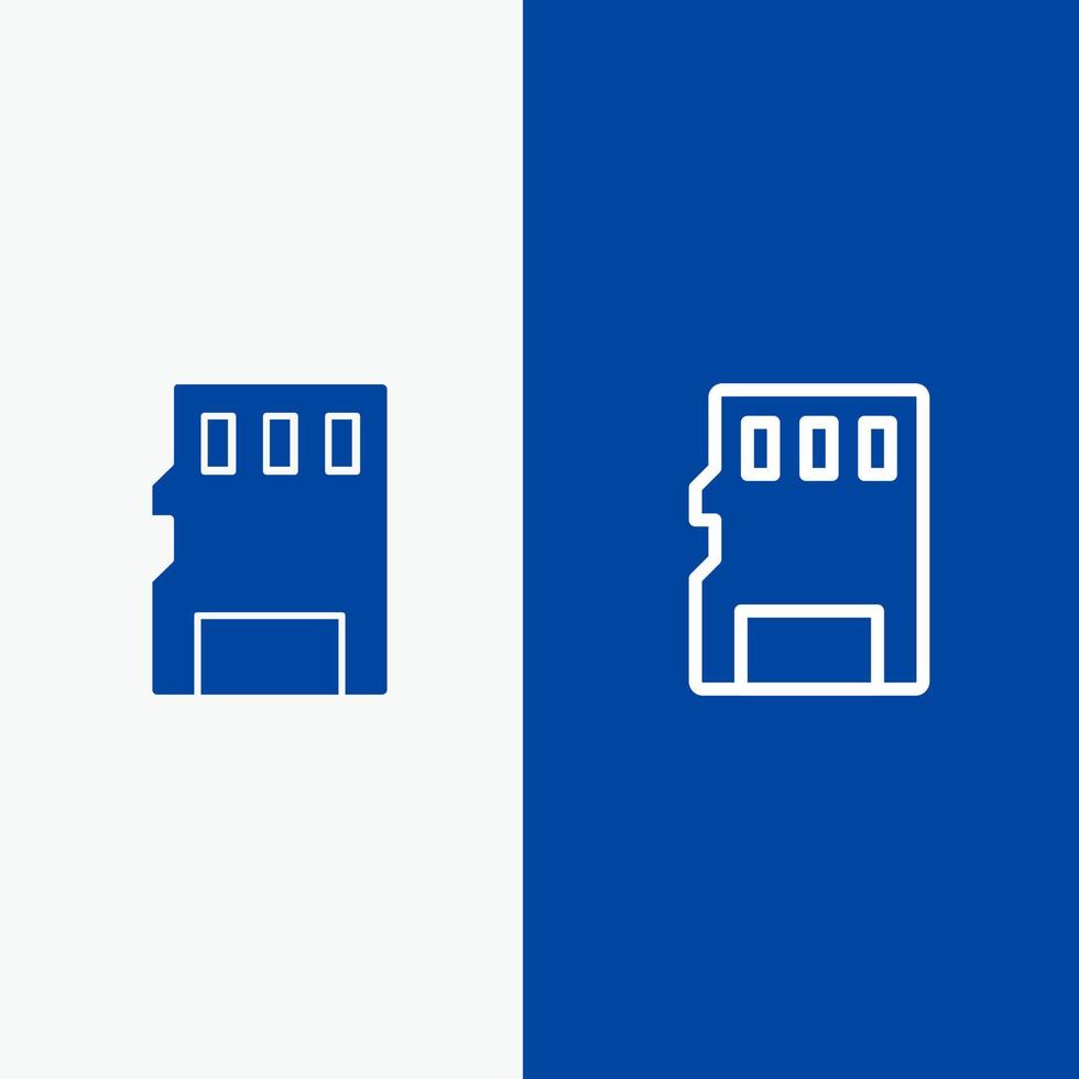 Card Memory Memory Card SD Line and Glyph Solid icon Blue banner Line and Glyph Solid icon Blue banner vector