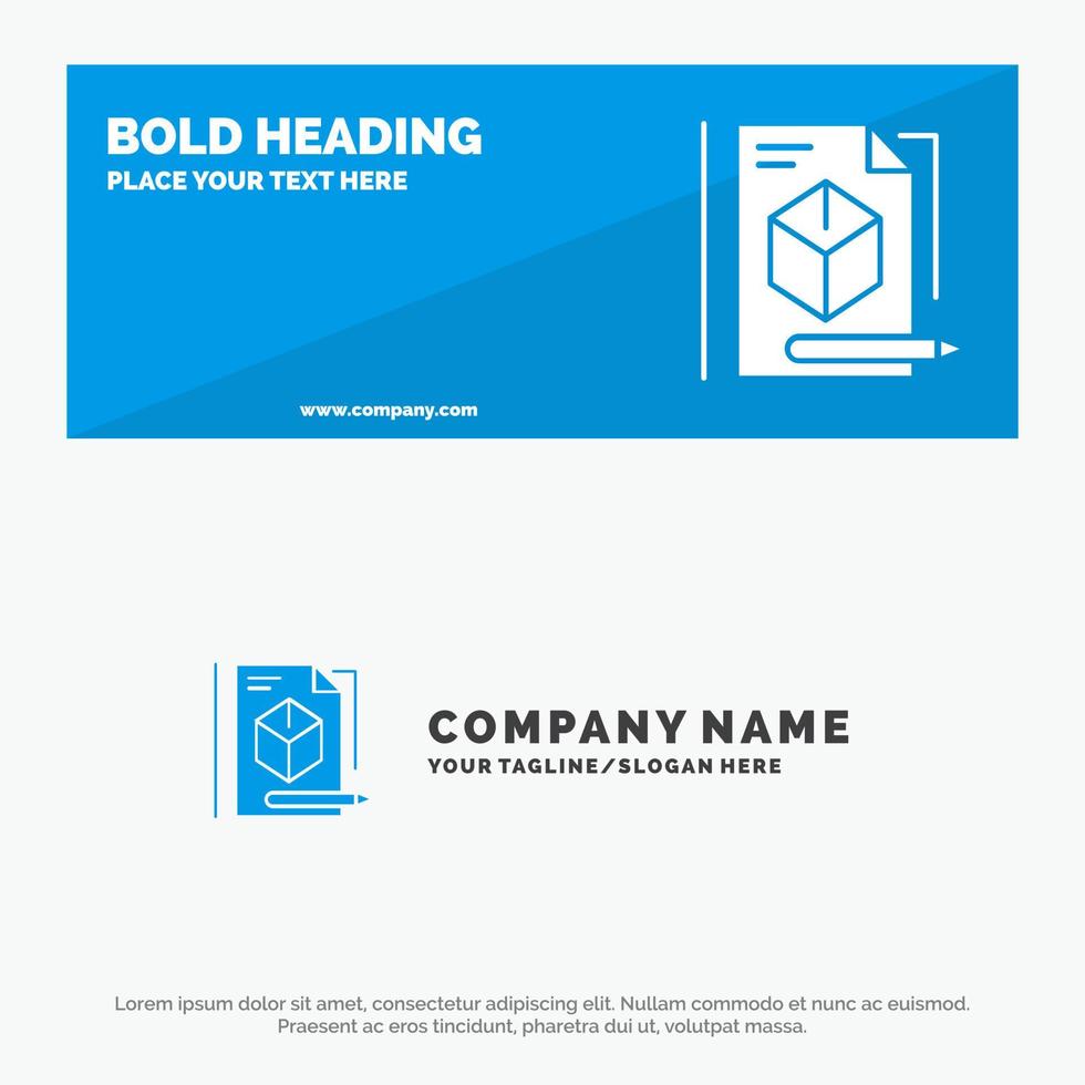 File Box Pencil Technology SOlid Icon Website Banner and Business Logo Template vector