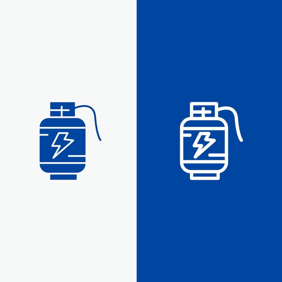 Accumulator Battery Power Charge Line and Glyph Solid icon Blue banner Line and Glyph Solid icon Blue banner vector