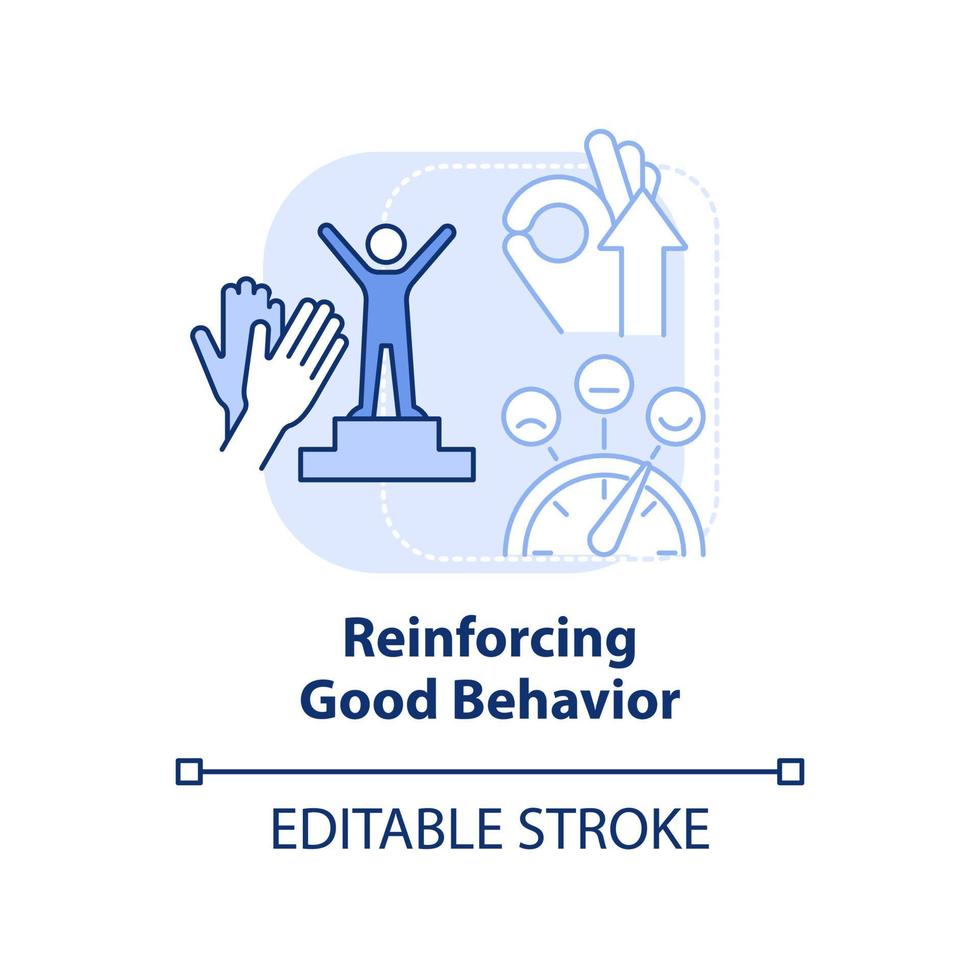 Reinforcing good behavior light blue concept icon vector