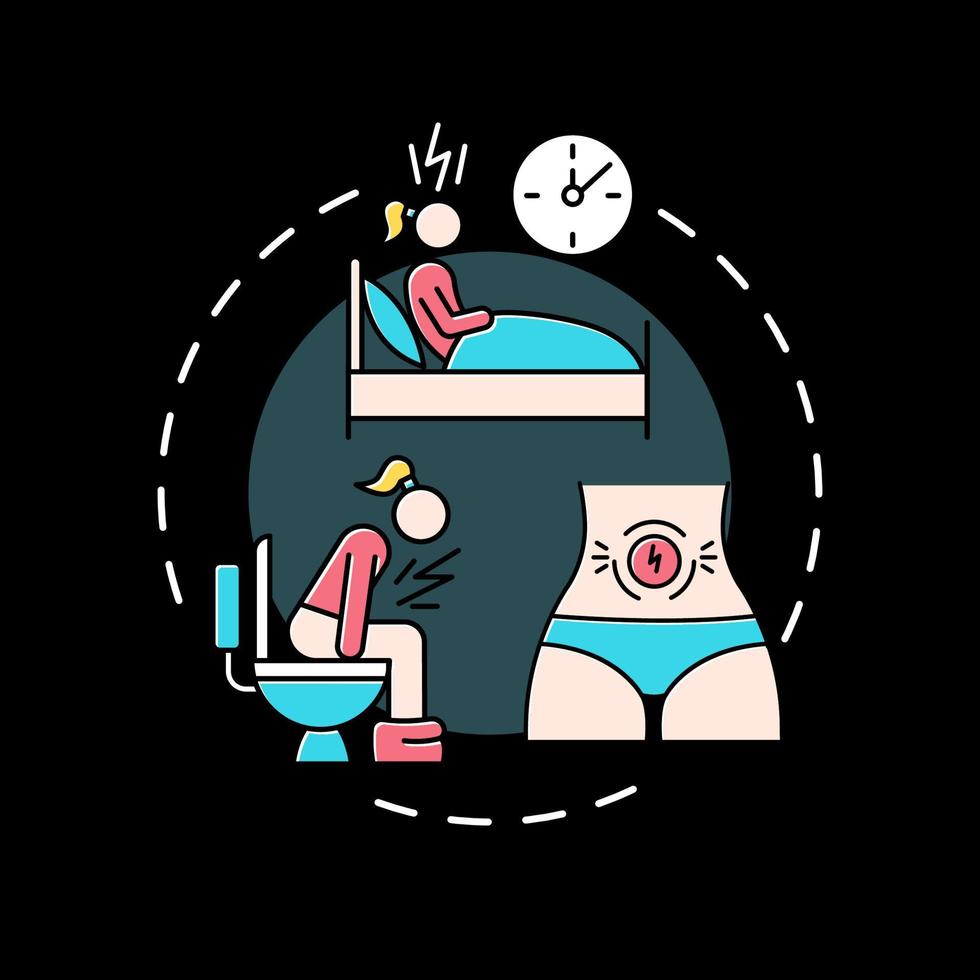 Annoying symptoms of PMS concept icon for dark theme vector